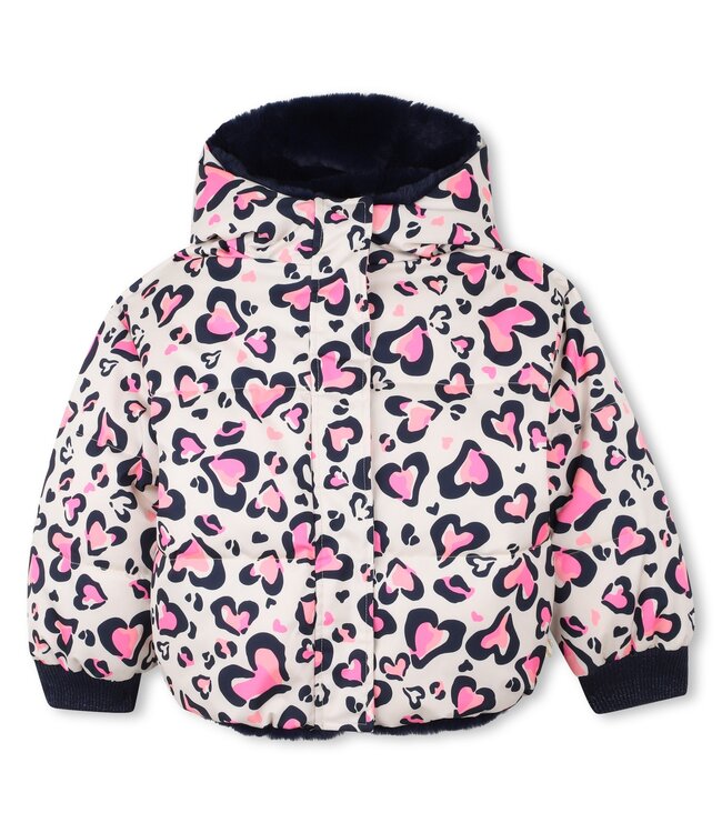 Billieblush Winterjas Reversible Donkerblauw Teddy en Print