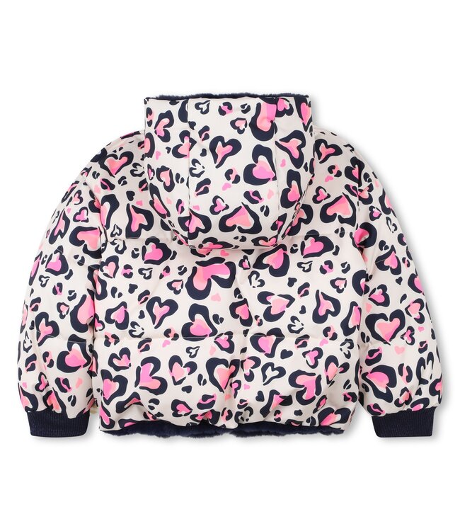 Billieblush Winterjas Reversible Donkerblauw Teddy en Print