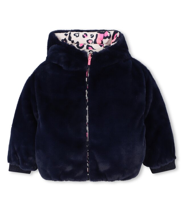 Billieblush Winterjas Reversible Donkerblauw Teddy en Print