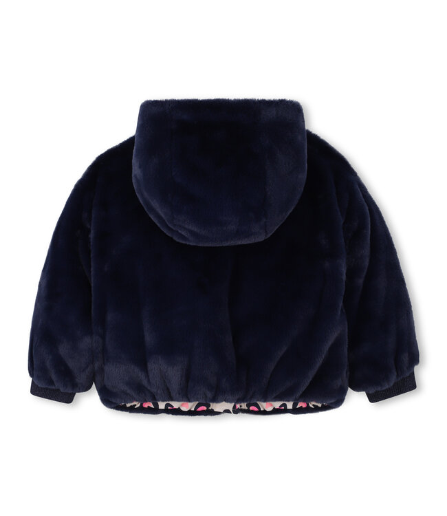 Billieblush Winterjas Reversible Donkerblauw Teddy en Print