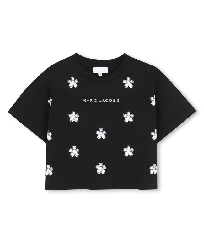 Marc Jacobs T-Shirt Cropped Zwart met bloemen