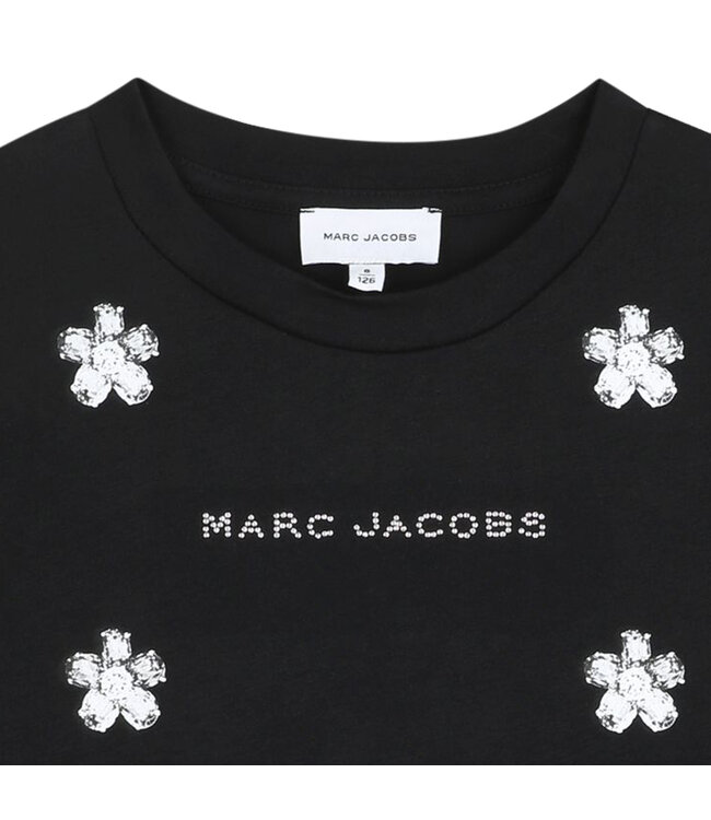Marc Jacobs T-Shirt Cropped Zwart met bloemen