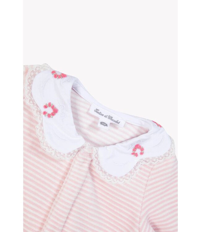 Tartine et Chocolat Boxpakje Roze Wit gestreept met kraag