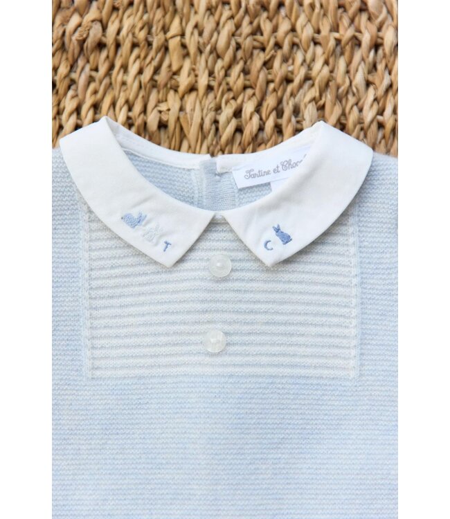 Tartine et Chocolat Pakje gebreid lichtblauw met kraag