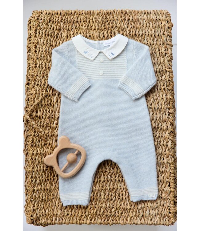 Tartine et Chocolat Pakje gebreid lichtblauw met kraag