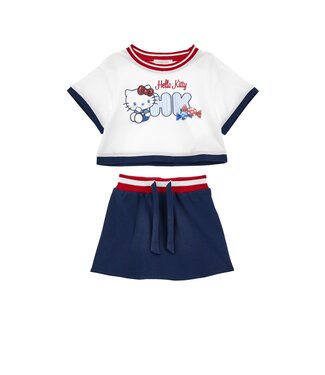 Monnalisa 2 Delige Set T-Shirt met Rokje Hello Kitty