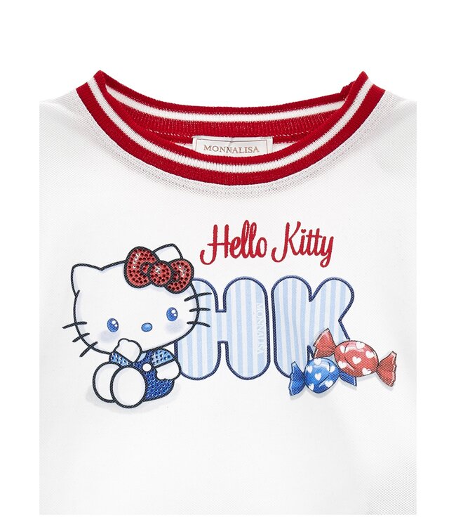 Monnalisa 2 Delige Set T-Shirt met Rokje Hello Kitty