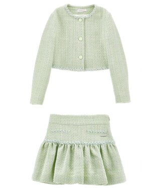 Monnalisa 2 Delige Set Jasje en Rokje Groen met Lurex