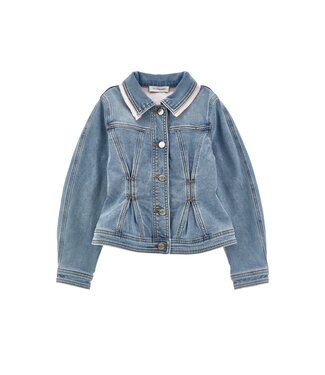 Monnalisa Denim Jasje met Strass Steentjes