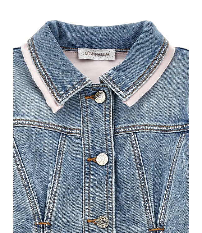 Monnalisa Denim Jasje met Strass Steentjes