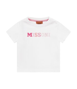 Missoni Baby T-Shirt Wit met Roze gekleurde letters MY8021