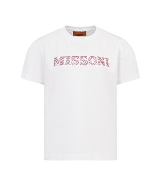 Missoni T-Shirt Wit met Roze glitter steentjes