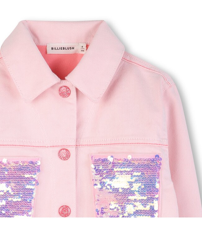 Billieblush Denim Jasje Lichtroze met pailletten
