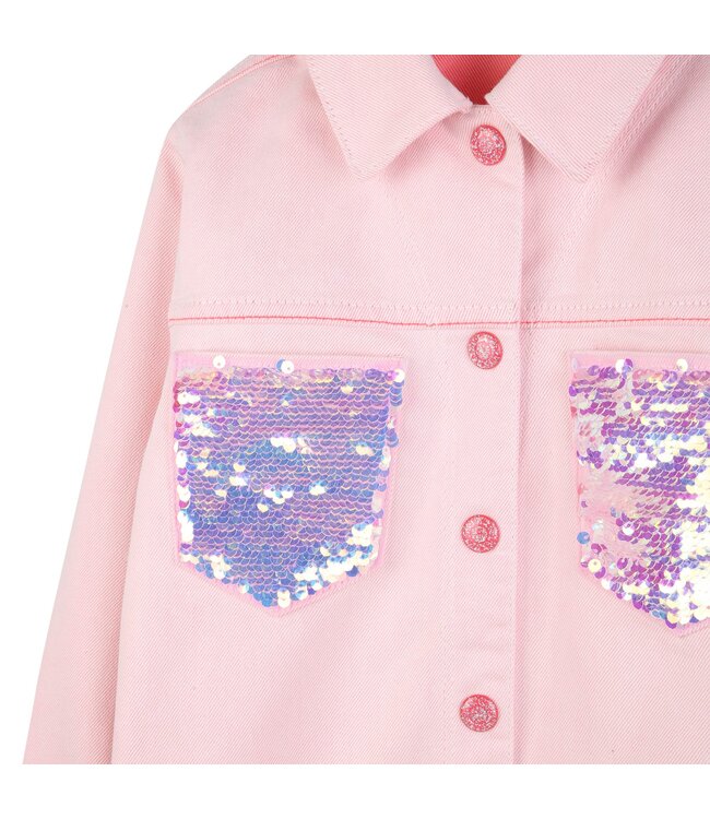 Billieblush Denim Jasje Lichtroze met pailletten
