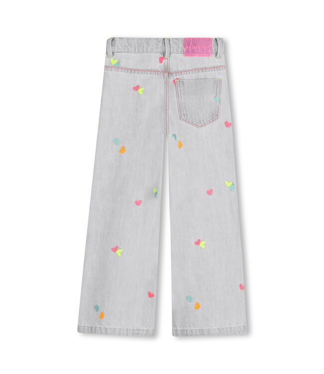 Billieblush Jeans Grijs wide leg met gekleurde hartjes