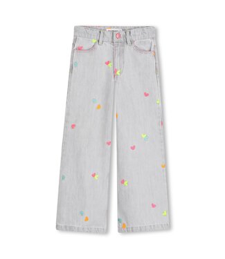 Billieblush Jeans Grijs wide leg met gekleurde hartjes