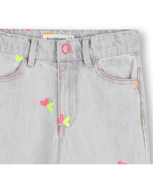 Billieblush Jeans Grijs wide leg met gekleurde hartjes