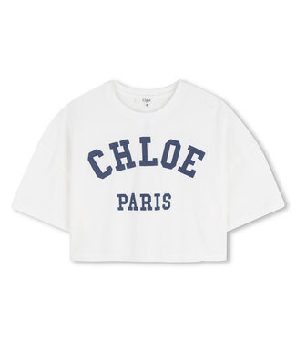 Chloe T-Shirt Cropped Wit met blauwe letters
