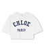 Chloe T-Shirt Cropped Wit met blauwe letters