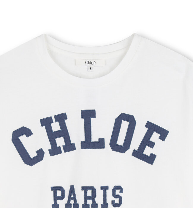 Chloe T-Shirt Cropped Wit met blauwe letters
