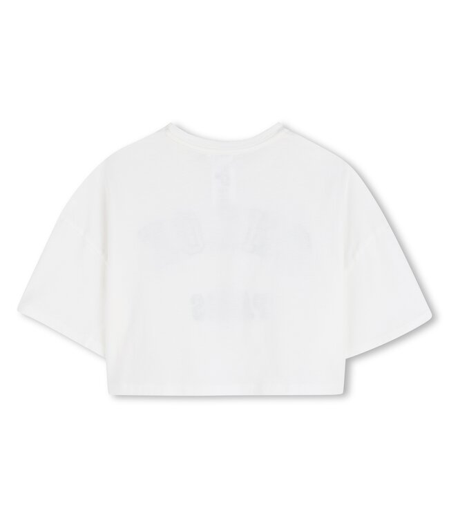 Chloe T-Shirt Cropped Wit met blauwe letters