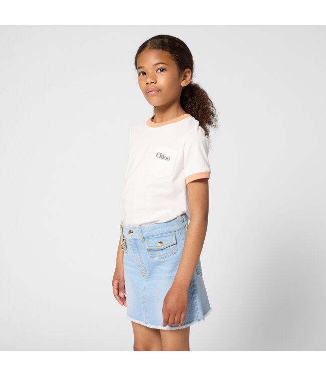 Chloe T-Shirt Wit/Abrikoos Chloe