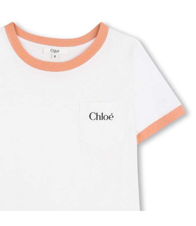 Chloe T-Shirt Wit/Abrikoos Chloe