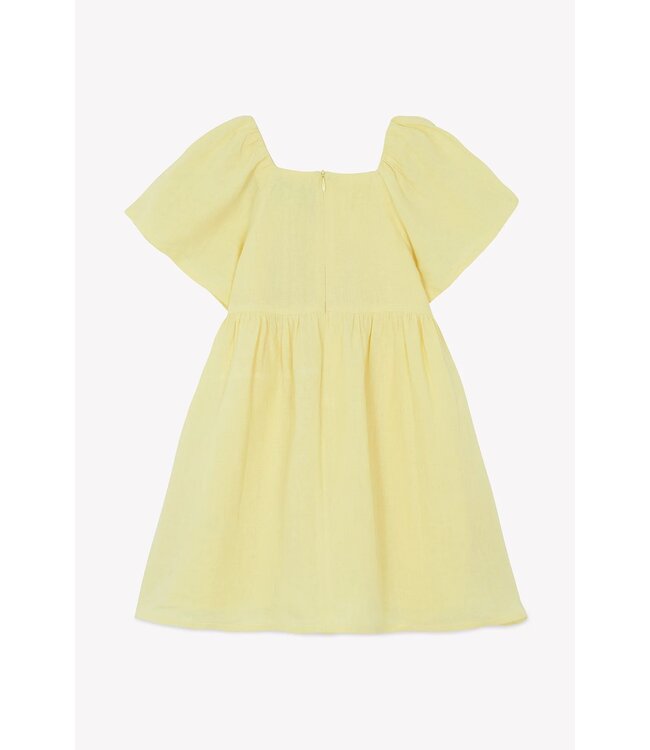 Tartine et Chocolat Jurk Linnen geel met bloemetjes