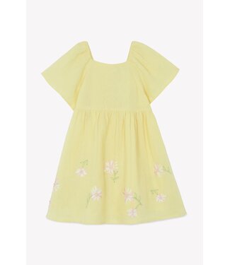 Tartine et Chocolat Jurk Linnen geel met bloemetjes