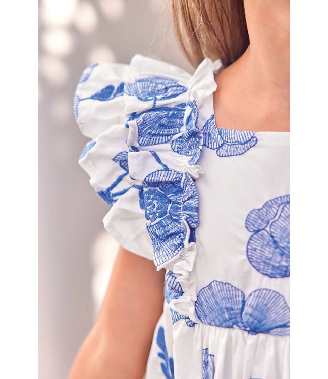 Tartine et Chocolat Jurk wit met blauwe bloemen