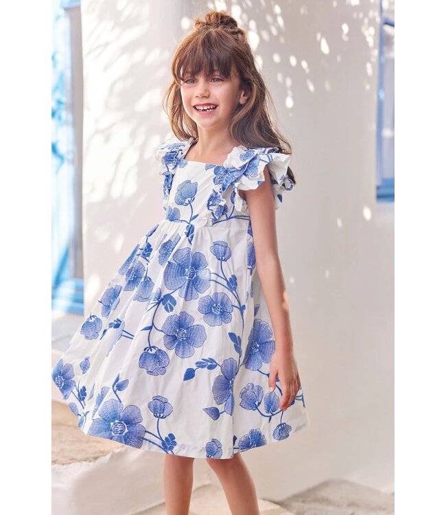 Tartine et Chocolat Jurk wit met blauwe bloemen