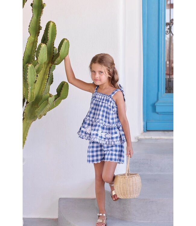 Tartine et Chocolat 2 delige set Top + Short blauw/wit
