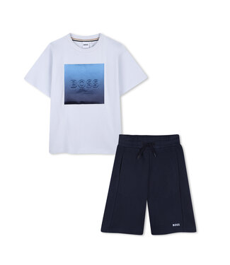 Boss 2 delige set T-Shirt + Korte Broek lichtblauw/donkerblauw J53007
