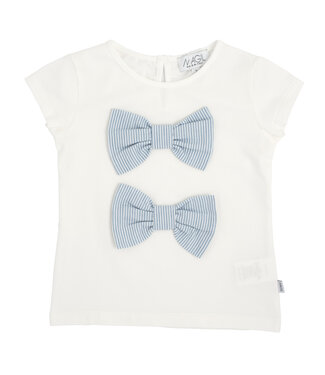 Magil T-SHIRT CON FIOCCHI DAVANTI RIG AZZ/BIAN