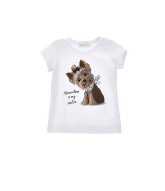 Monnalisa T-Shirt Hondje met steentjes Monnalisa is my Atelier