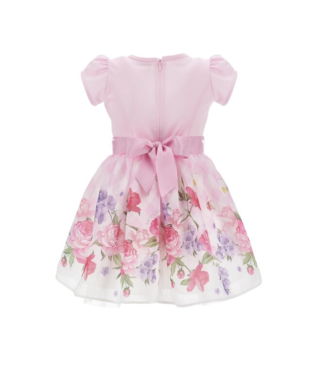 Monnalisa Jurk Roze met bloemen met ceintuur