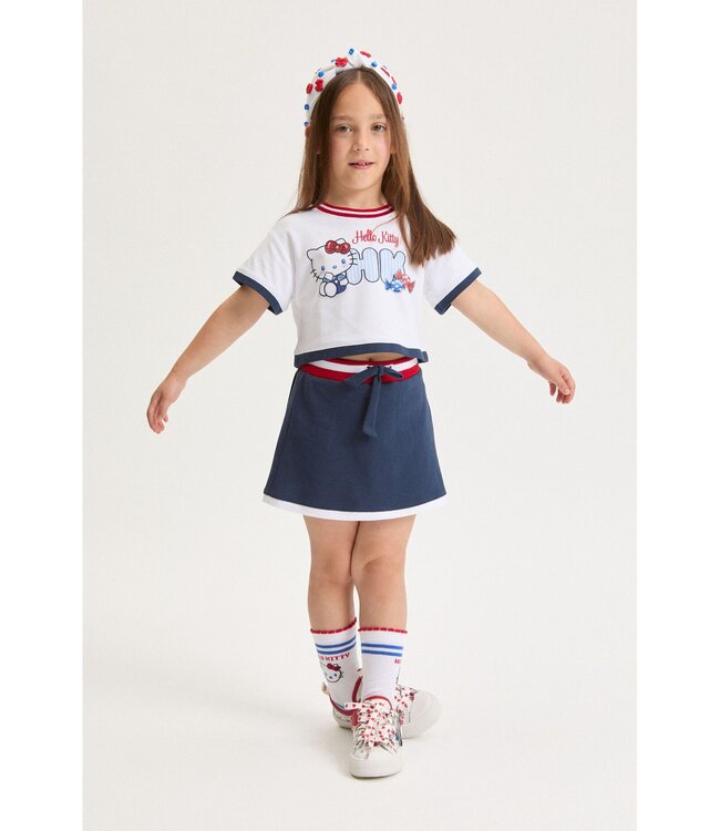 Monnalisa 2 Delige Set T-Shirt met Rokje Hello Kitty