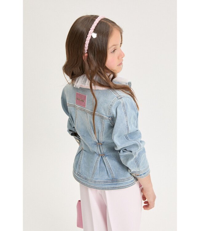 Monnalisa Denim Jasje met Strass Steentjes