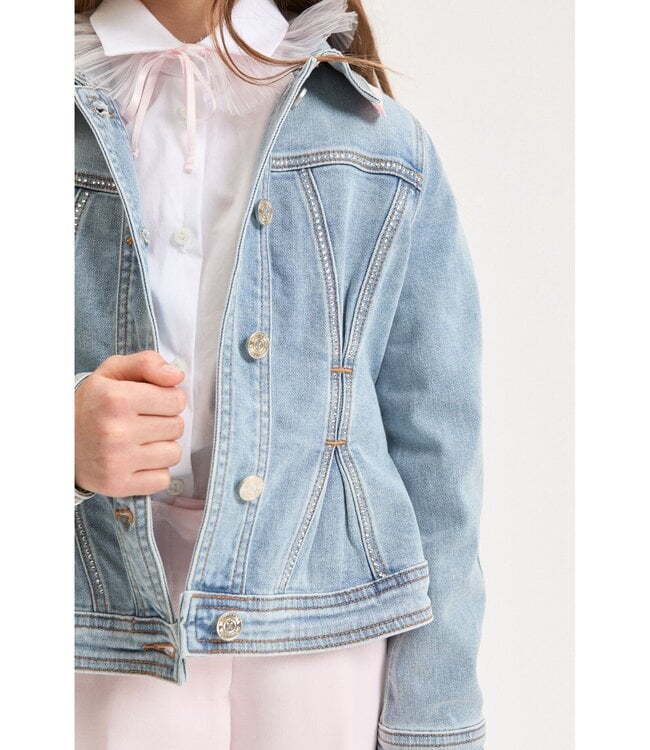 Monnalisa Denim Jasje met Strass Steentjes