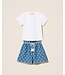 Twinset 2 Delige set T-Shirt wit+ Short embroidered denim