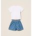 Twinset 2 Delige set T-Shirt wit+ Short embroidered denim