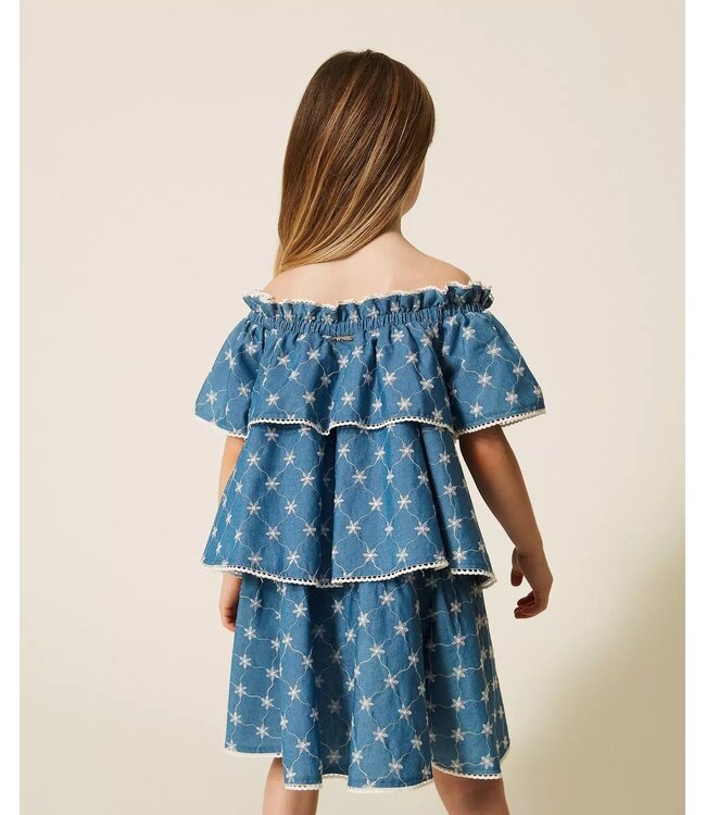 Twinset Jurk korte mouwen Embroidered Denim