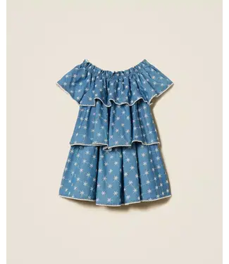 Twinset Jurk korte mouwen Embroidered Denim