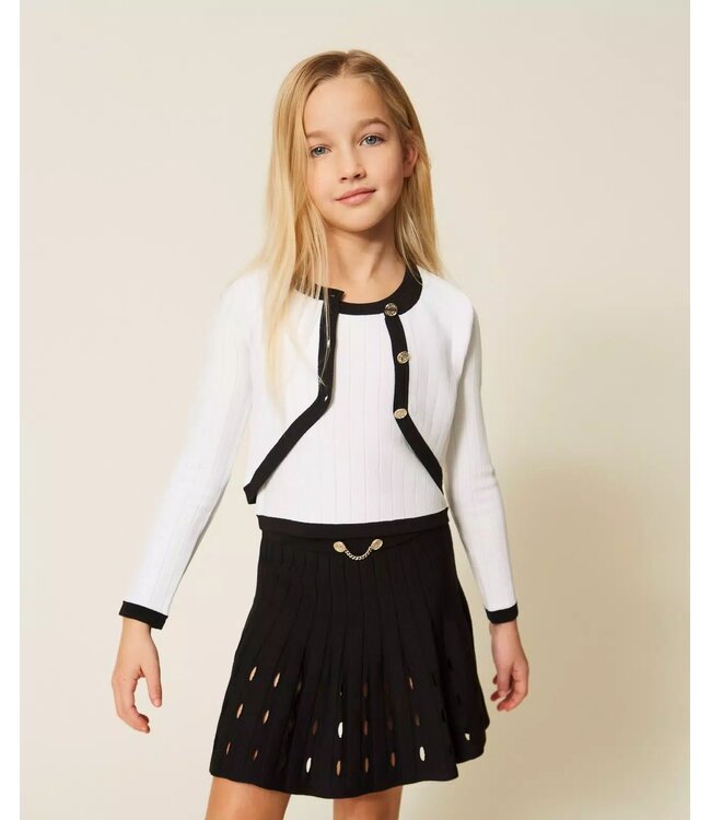 Twinset Knitted Set Bicolor Off White/Black