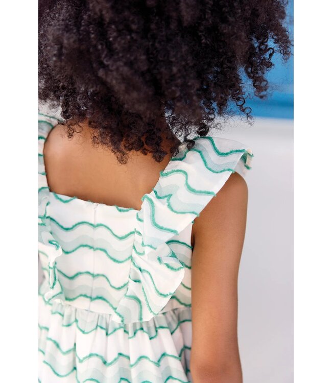 Tartine et Chocolat Jurk Wit met Groene golven