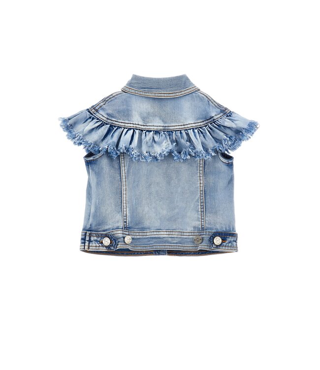 Monnalisa Denim Jasje Korte Mouwen Bloemen en Citroen