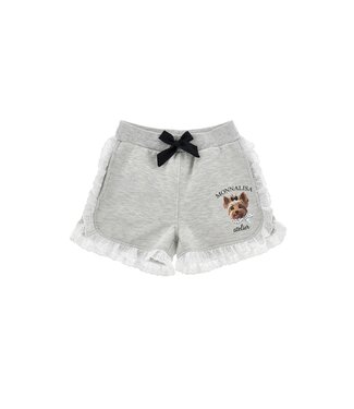 Monnalisa Short Grijs met Wit Broderie