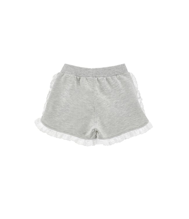 Monnalisa Short Grijs met Wit Broderie