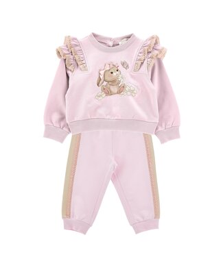 Monnalisa Baby Joggingpak Roze met Konijntje