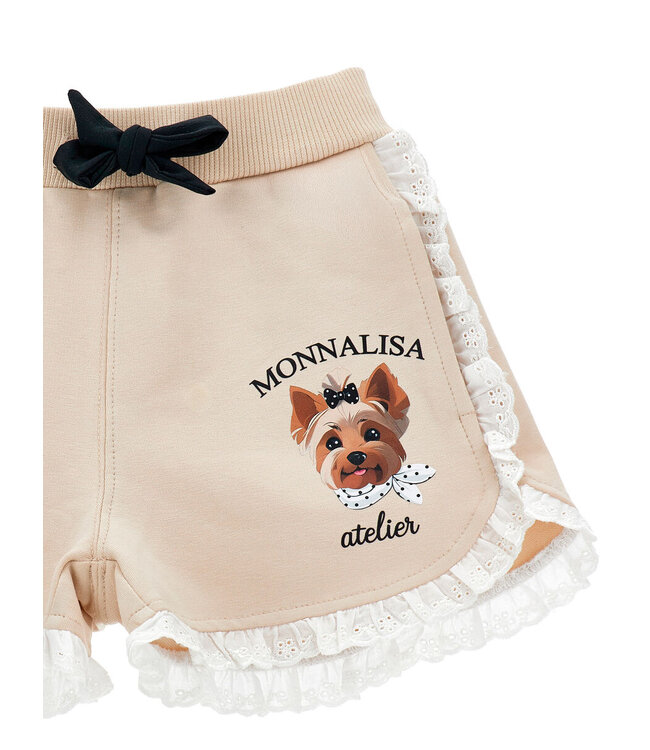 Monnalisa Short Beige met Wit Broderie